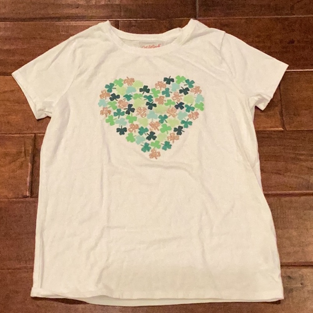 Girls White Shamrock Cat&Jack Tshirt